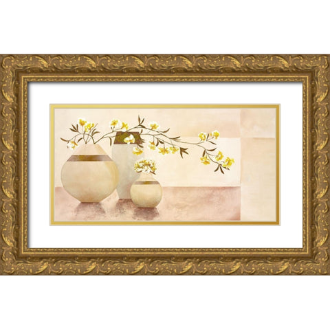 Golden Blossom I Gold Ornate Wood Framed Art Print with Double Matting by Sedalia, David