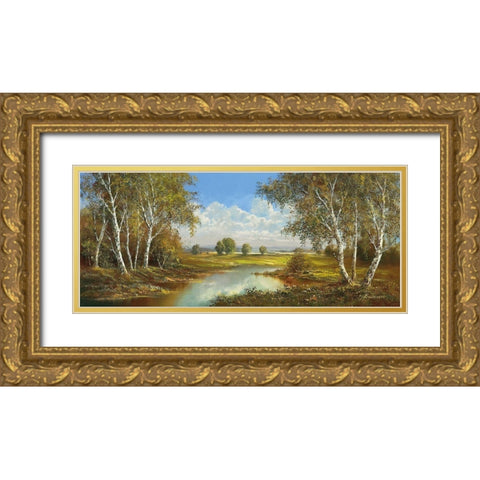 SPRING IN HORNI RYBNIKY Gold Ornate Wood Framed Art Print with Double Matting by Buchner, H.