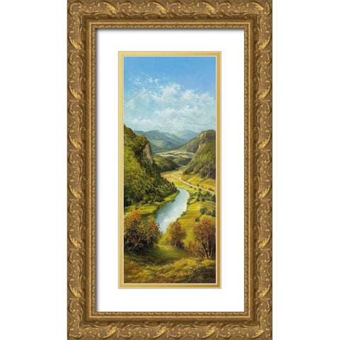 CARPATHIAN RIVER SCENE II Gold Ornate Wood Framed Art Print with Double Matting by Glassl, Helmut