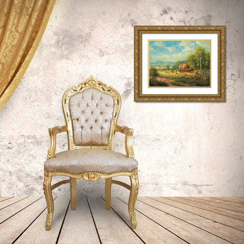 OCTOBER AFTERNOON Gold Ornate Wood Framed Art Print with Double Matting by Pila