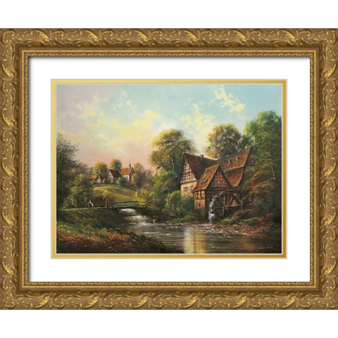 LOW BRIDGE Gold Ornate Wood Framed Art Print with Double Matting by Glassl, Helmut
