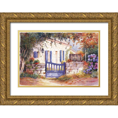 PORTE BLUE II Gold Ornate Wood Framed Art Print with Double Matting by Chamard, Jean-Marc