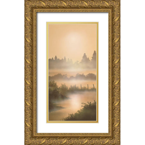 MORNING MIST Gold Ornate Wood Framed Art Print with Double Matting by Walsh, Peter