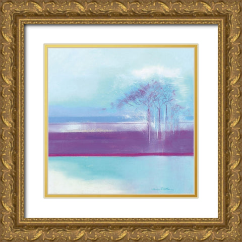 TURQUOISE Landscape I Gold Ornate Wood Framed Art Print with Double Matting by Robertson, Marilyn