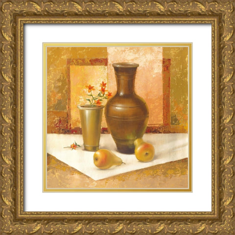 Still-Life WITH PEARS Gold Ornate Wood Framed Art Print with Double Matting by Babichev