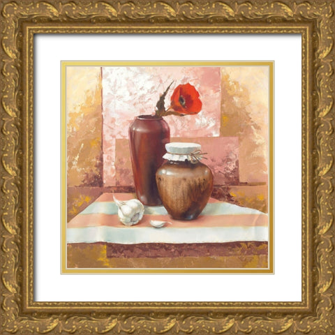Still-Life WITH RED POPPIES Gold Ornate Wood Framed Art Print with Double Matting by Babichev