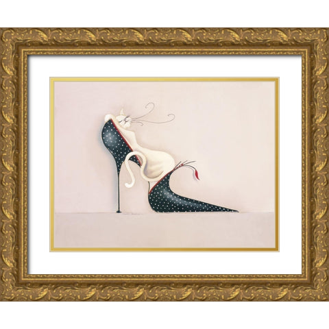 THE PURRFECT FIT I Gold Ornate Wood Framed Art Print with Double Matting by Robertson, Marilyn