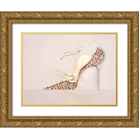 THE PURRFECT FIT II Gold Ornate Wood Framed Art Print with Double Matting by Robertson, Marilyn