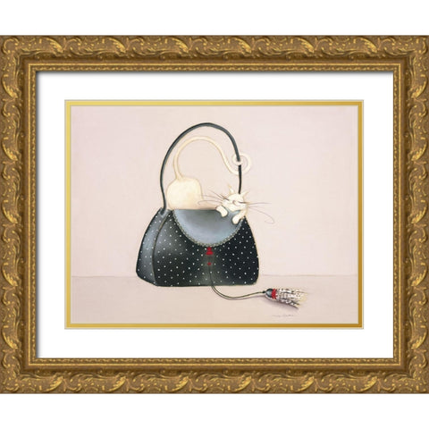 THE CAT OUT OF THE BAG I Gold Ornate Wood Framed Art Print with Double Matting by Robertson, Marilyn