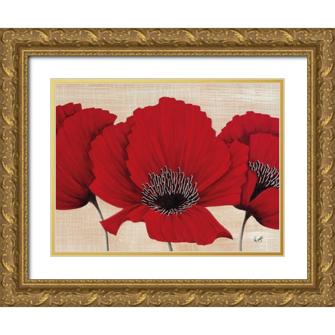 LINEN POPPY Gold Ornate Wood Framed Art Print with Double Matting by Lake, Kaye