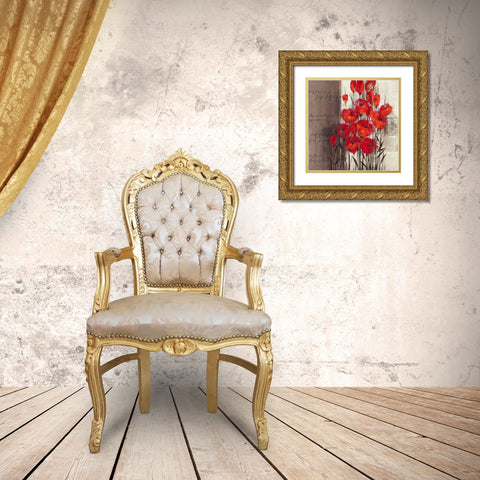 Crimson Play II Gold Ornate Wood Framed Art Print with Double Matting by Christina