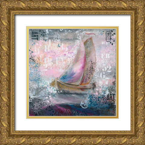Sails in pink Gold Ornate Wood Framed Art Print with Double Matting by Mizo
