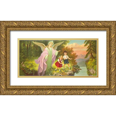 HL. SCHUTZENGEL Gold Ornate Wood Framed Art Print with Double Matting by Marsani