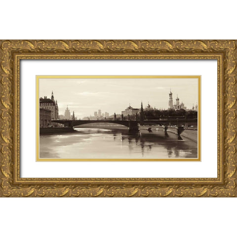 Bolshoy Moskworetsky Bridge Gold Ornate Wood Framed Art Print with Double Matting by Ryazanov