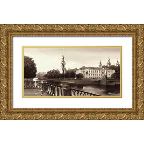 View On St. Nicholas Catedral Gold Ornate Wood Framed Art Print with Double Matting by Ryazanov