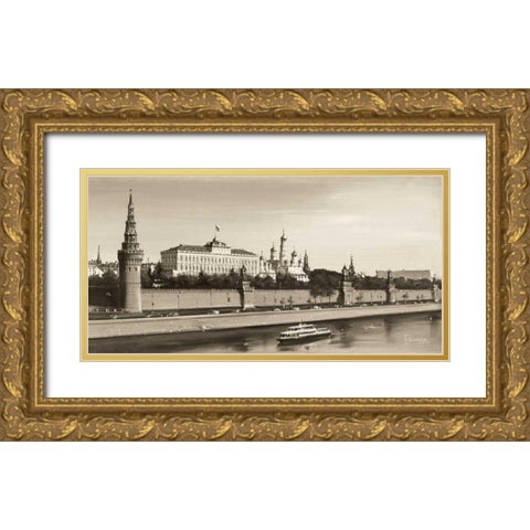 View On Kremlin Gold Ornate Wood Framed Art Print with Double Matting by Ryazanov