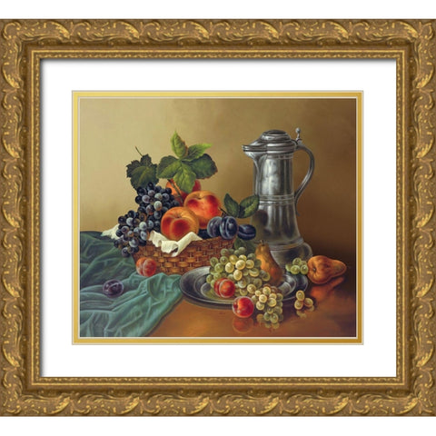 DELICIOUS GRAPES Gold Ornate Wood Framed Art Print with Double Matting by Pila