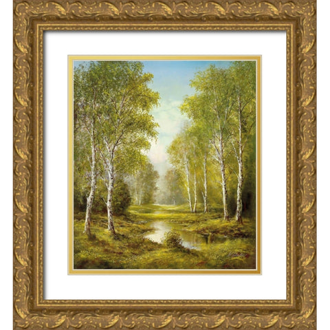 TRANQUILITY Gold Ornate Wood Framed Art Print with Double Matting by Glassl, Helmut
