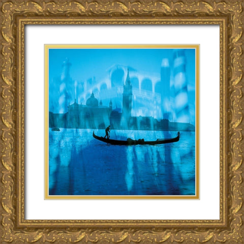 BLUE VENICE Gold Ornate Wood Framed Art Print with Double Matting by Weissing, Gerd