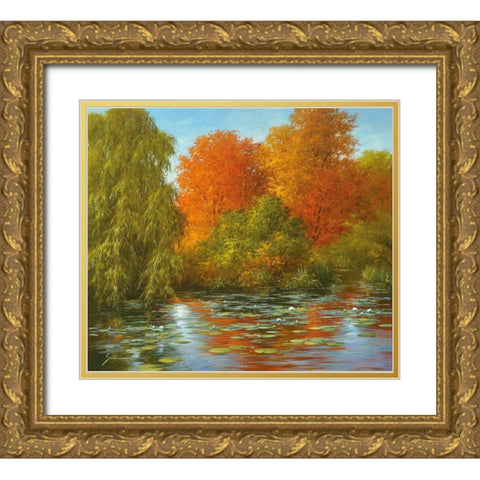 INDIAN SUMMER Gold Ornate Wood Framed Art Print with Double Matting by Schoelnhammer, Heinz