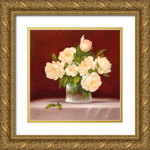 BOUQUET OF ROSES I Gold Ornate Wood Framed Art Print with Double Matting by Fasani