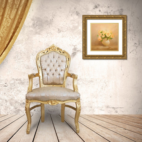 ROMANTIC ROSES I Gold Ornate Wood Framed Art Print with Double Matting by Fasani