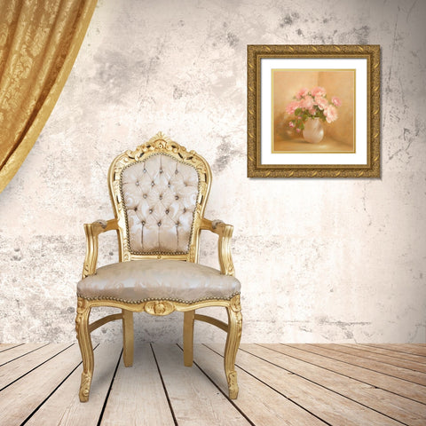 ROMANTIC ROSES II Gold Ornate Wood Framed Art Print with Double Matting by Fasani