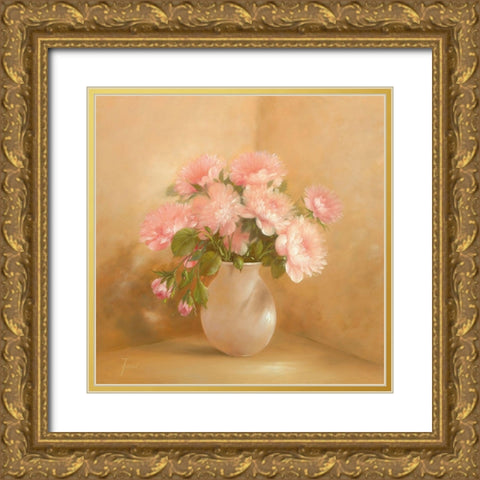 ROMANTIC ROSES II Gold Ornate Wood Framed Art Print with Double Matting by Fasani