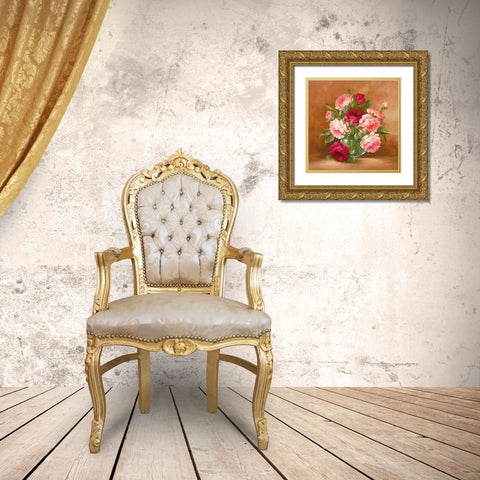 FESTIVE BOUQUET I Gold Ornate Wood Framed Art Print with Double Matting by Fasani