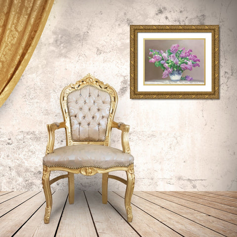 LILAC DREAMS Gold Ornate Wood Framed Art Print with Double Matting by Buzin, Igor