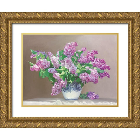 LILAC DREAMS Gold Ornate Wood Framed Art Print with Double Matting by Buzin, Igor