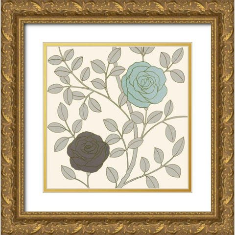 Rose Garden II Gold Ornate Wood Framed Art Print with Double Matting by Design Show