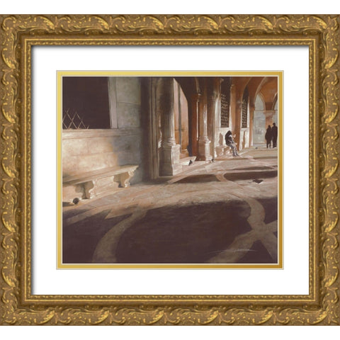 LEGGENDO TRANQUILLAMENTE Gold Ornate Wood Framed Art Print with Double Matting by Sgarbossa, Antonio