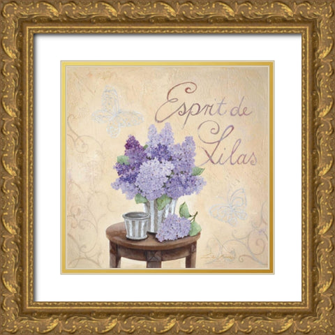 Esprit De Lilas Gold Ornate Wood Framed Art Print with Double Matting by Moore, Linda
