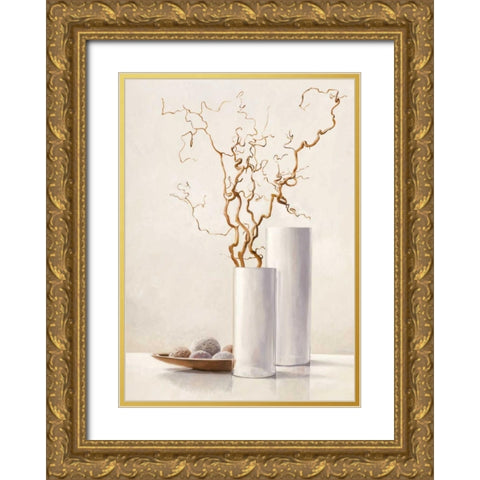 Willow Twigs II Gold Ornate Wood Framed Art Print with Double Matting by van der Valk, Karin