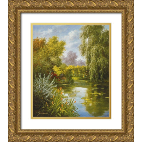 DREAMY CREEK I Gold Ornate Wood Framed Art Print with Double Matting by Schoelnhammer, Heinz