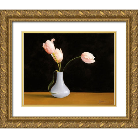 CONTRAST I Gold Ornate Wood Framed Art Print with Double Matting by Schoelnhammer, Heinz