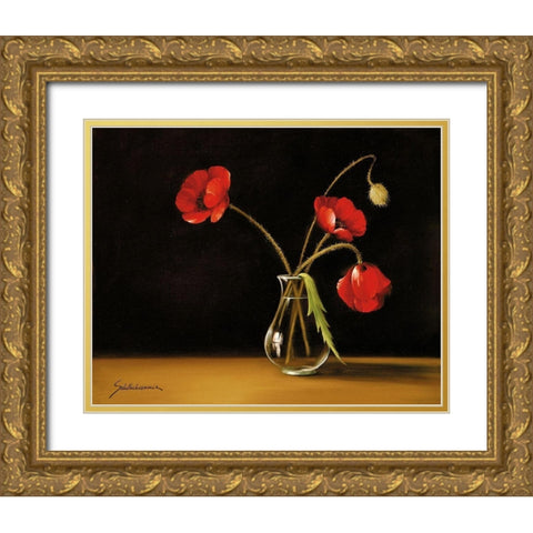 CONTRAST II Gold Ornate Wood Framed Art Print with Double Matting by Schoelnhammer, Heinz
