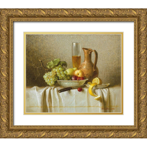 Still-Life WITH PITCHER Gold Ornate Wood Framed Art Print with Double Matting by Belkovskij, Igor