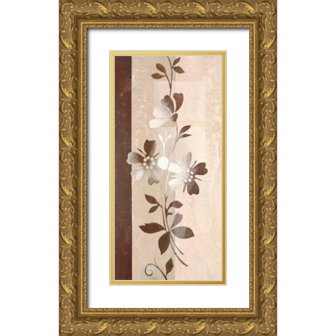 Floral Concerto I Gold Ornate Wood Framed Art Print with Double Matting by Verbeek-Van Den Broek