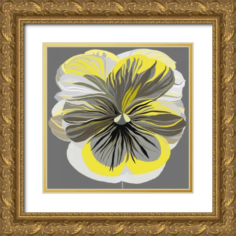 Pansies II Gold Ornate Wood Framed Art Print with Double Matting by Scaffardi, Sally