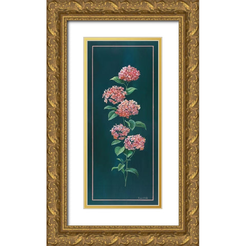 VINTAGE HYDRANGEA Gold Ornate Wood Framed Art Print with Double Matting by v.d. Valk, Karin