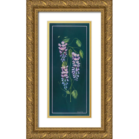 VINTAGE WISTERIA Gold Ornate Wood Framed Art Print with Double Matting by v.d. Valk, Karin