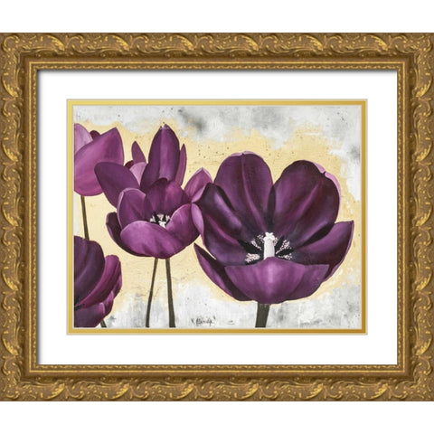 Flowers II Gold Ornate Wood Framed Art Print with Double Matting by Sedalia, David