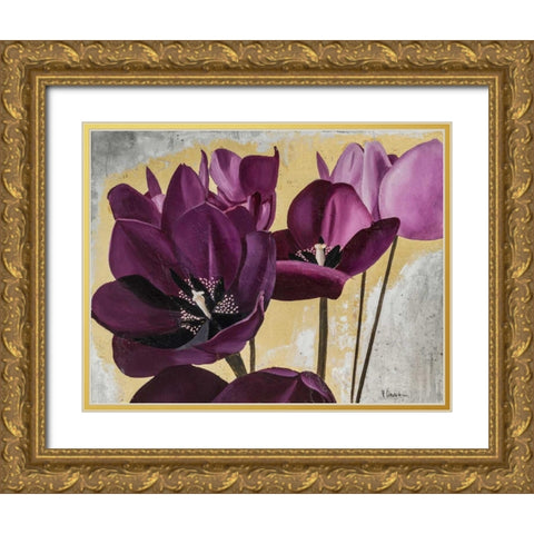 Flowers III Gold Ornate Wood Framed Art Print with Double Matting by Sedalia, David