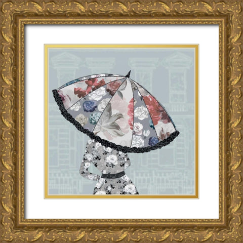 Umbrella II Gold Ornate Wood Framed Art Print with Double Matting by Scaffardi, Sally