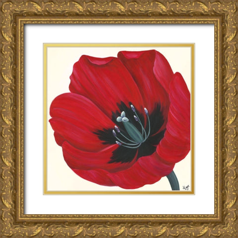 CRIMSON PASSION I Gold Ornate Wood Framed Art Print with Double Matting by Lake, Kaye