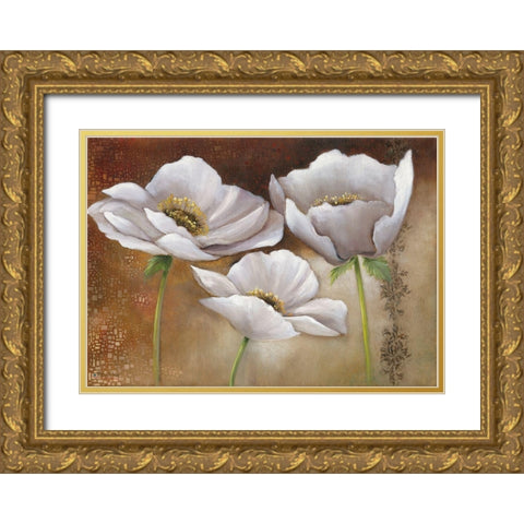 WHITE FLOWERS I Gold Ornate Wood Framed Art Print with Double Matting by Withaar, Rian