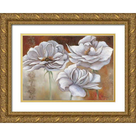 WHITE FLOWERS II Gold Ornate Wood Framed Art Print with Double Matting by Withaar, Rian