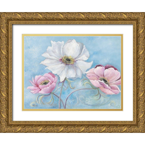 PASTEL FLOWERS I Gold Ornate Wood Framed Art Print with Double Matting by Withaar, Rian
